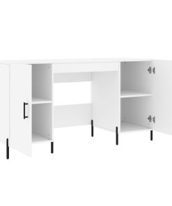 Scrivania Bianca 140x50x75 Cm In Legno Multistrato