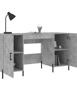 Scrivania Grigio Cemento 140x50x75 Cm In Legno Multistrato
