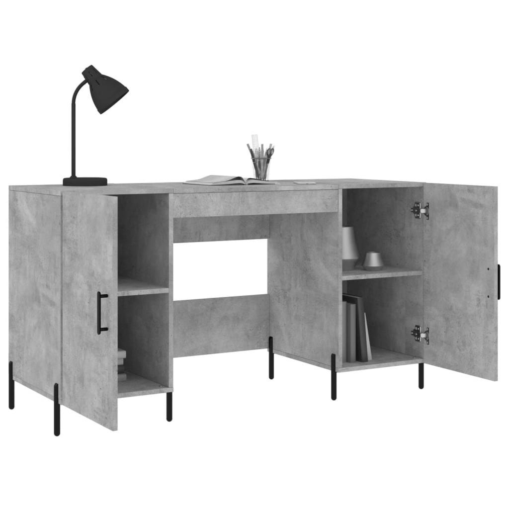 Scrivania Grigio Cemento 140x50x75 Cm In Legno Multistrato