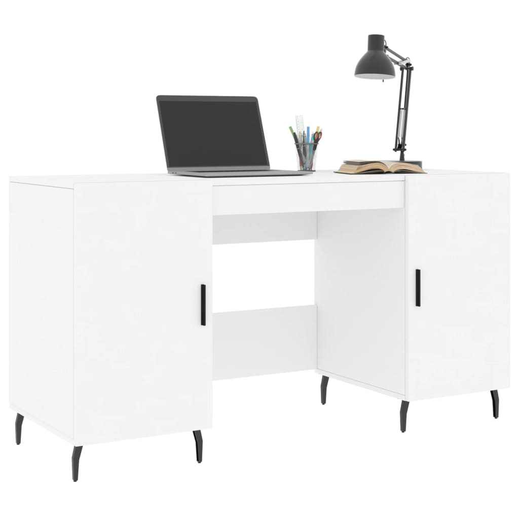 Scrivania Bianca 140x50x75 Cm In Legno Multistrato