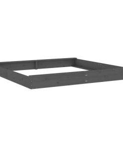 Sabbiera Con Sedute Grigia Quadrata In Legno Massello Di Pino