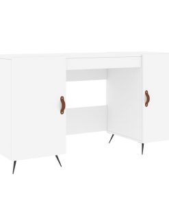 Scrivania Bianca 140x50x75 Cm In Legno Multistrato