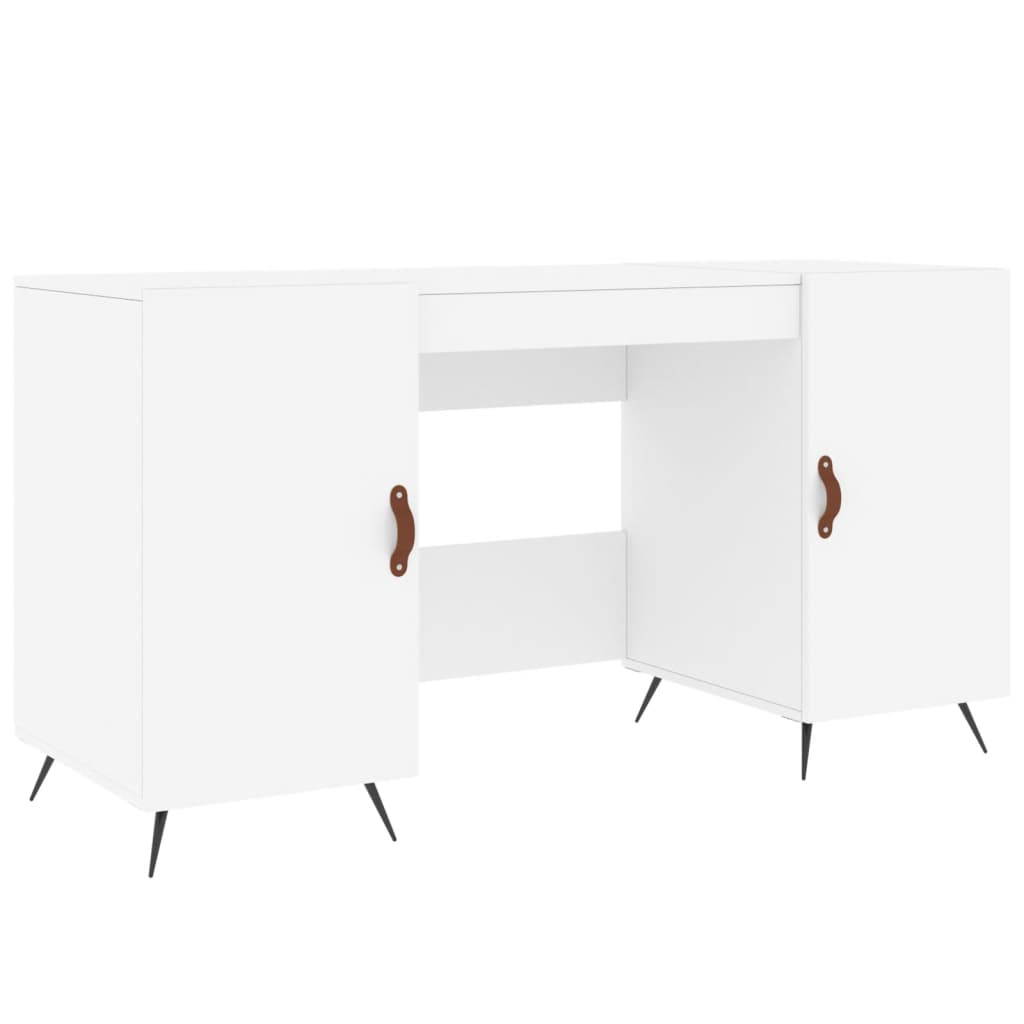 Scrivania Bianca 140x50x75 Cm In Legno Multistrato