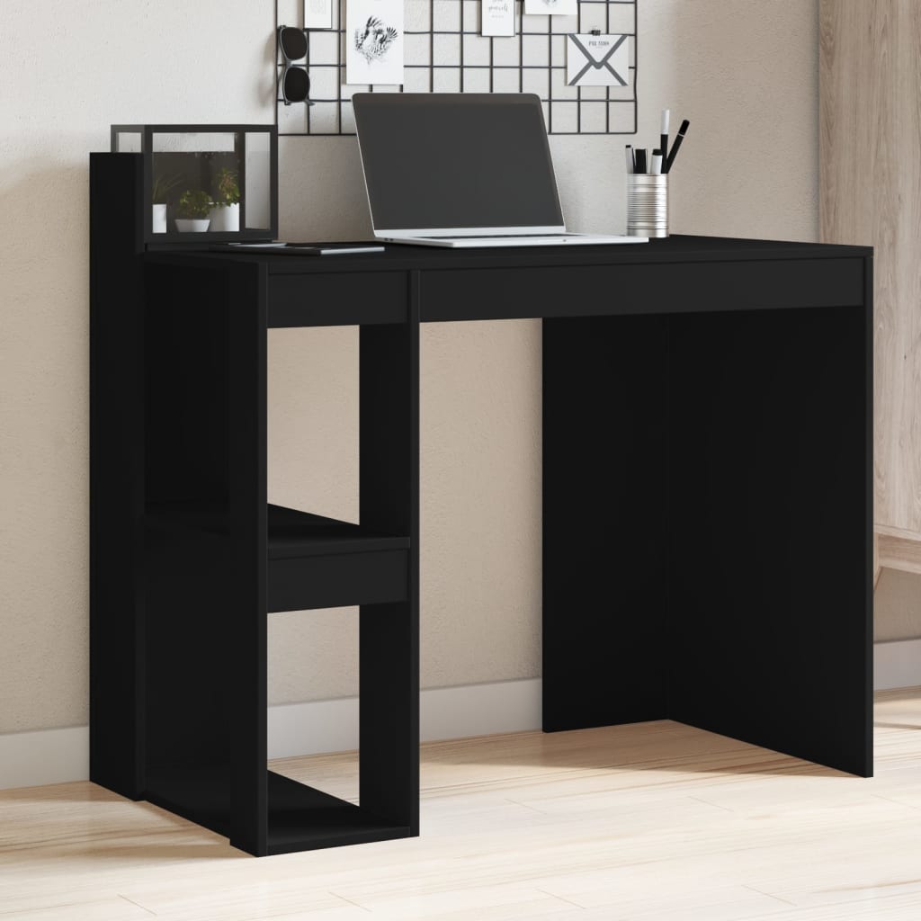 Scrivania Ufficio Nera 103,5x56,5x94 Cm In Legno Multistrato