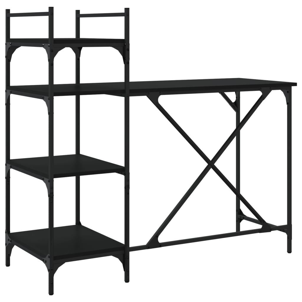 Scrivania Per Computer Con Scaffali Nera 120x47x109 cm - Image 3