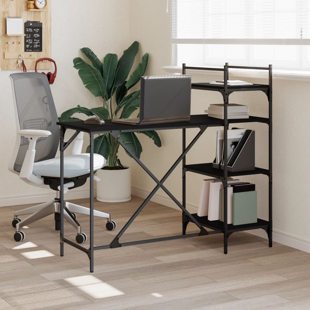 Scrivania Per Computer Con Scaffali Nera 120x47x109 cm - Image 4
