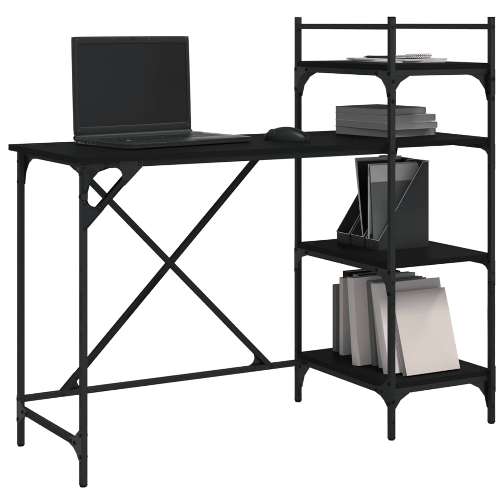 Scrivania Per Computer Con Scaffali Nera 120x47x109 cm - Image 2
