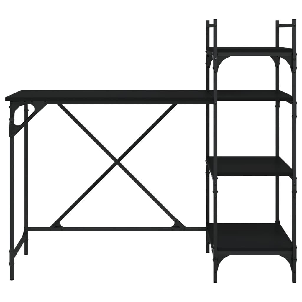 Scrivania Per Computer Con Scaffali Nera 120x47x109 cm