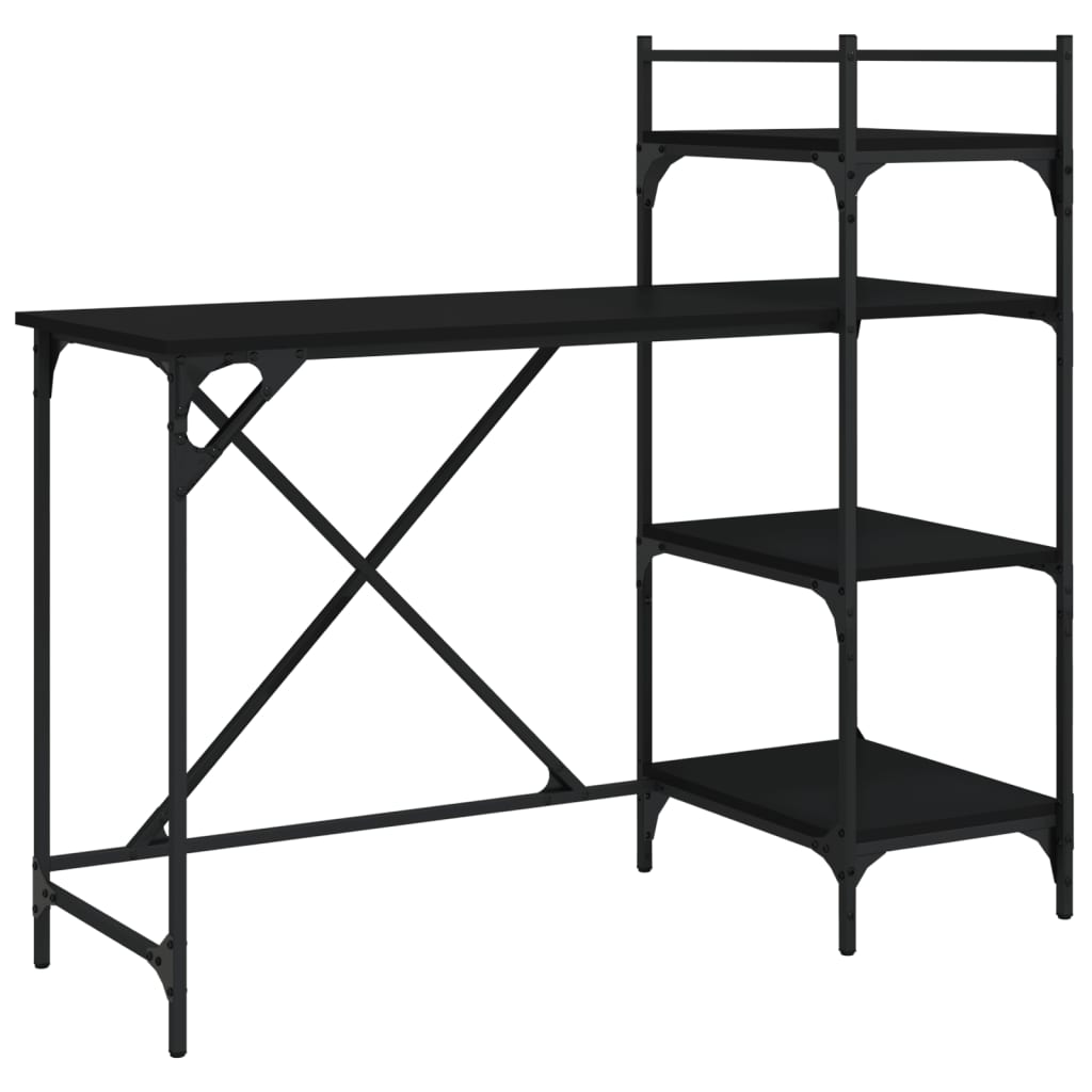 Scrivania Per Computer Con Scaffali Nera 120x47x109 cm - Image 5