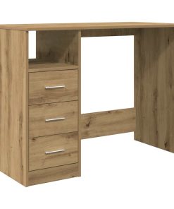 Scrivania Rovere Artigianale 102x76x50 Cm In Legno Multistrato