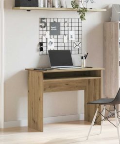 Scrivania Rovere Artigianale 90x50x74 Cm In Legno Multistrato