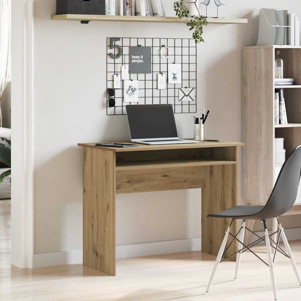 Scrivania Rovere Artigianale 90x50x74 Cm In Legno Multistrato