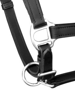 Cavezza Testiera In Cuoio Naturale Regolabile Nera Cavallo Full