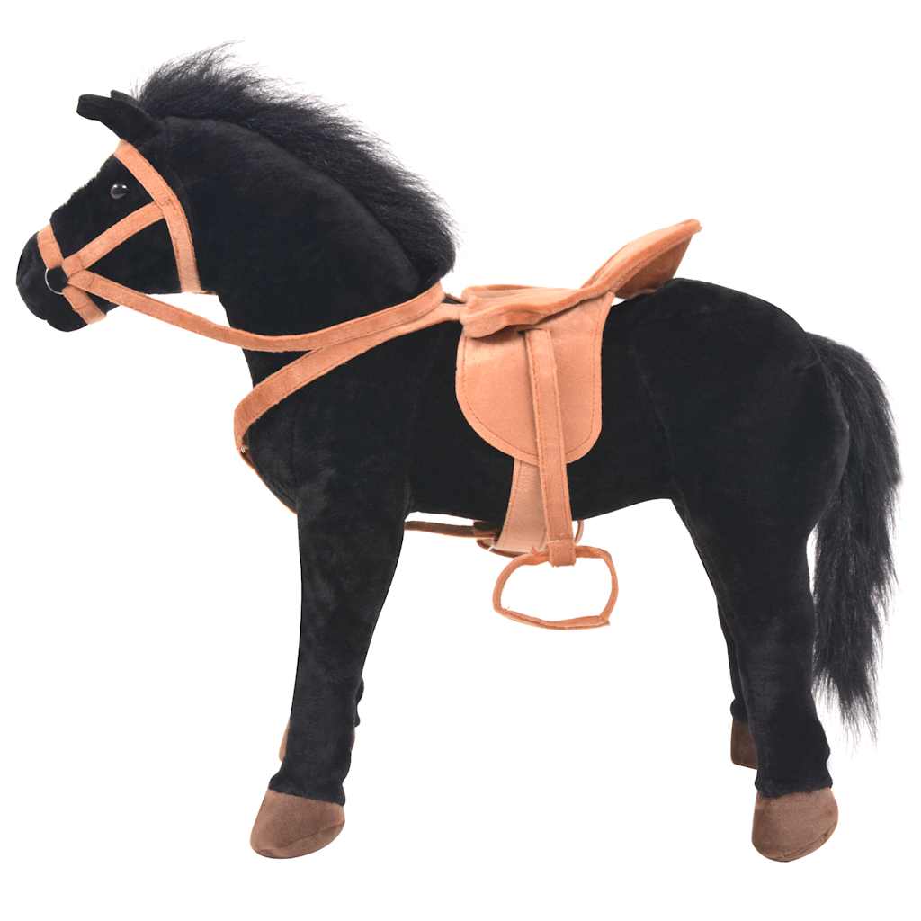Cavallo In Peluche In Piedi Nero - Image 6