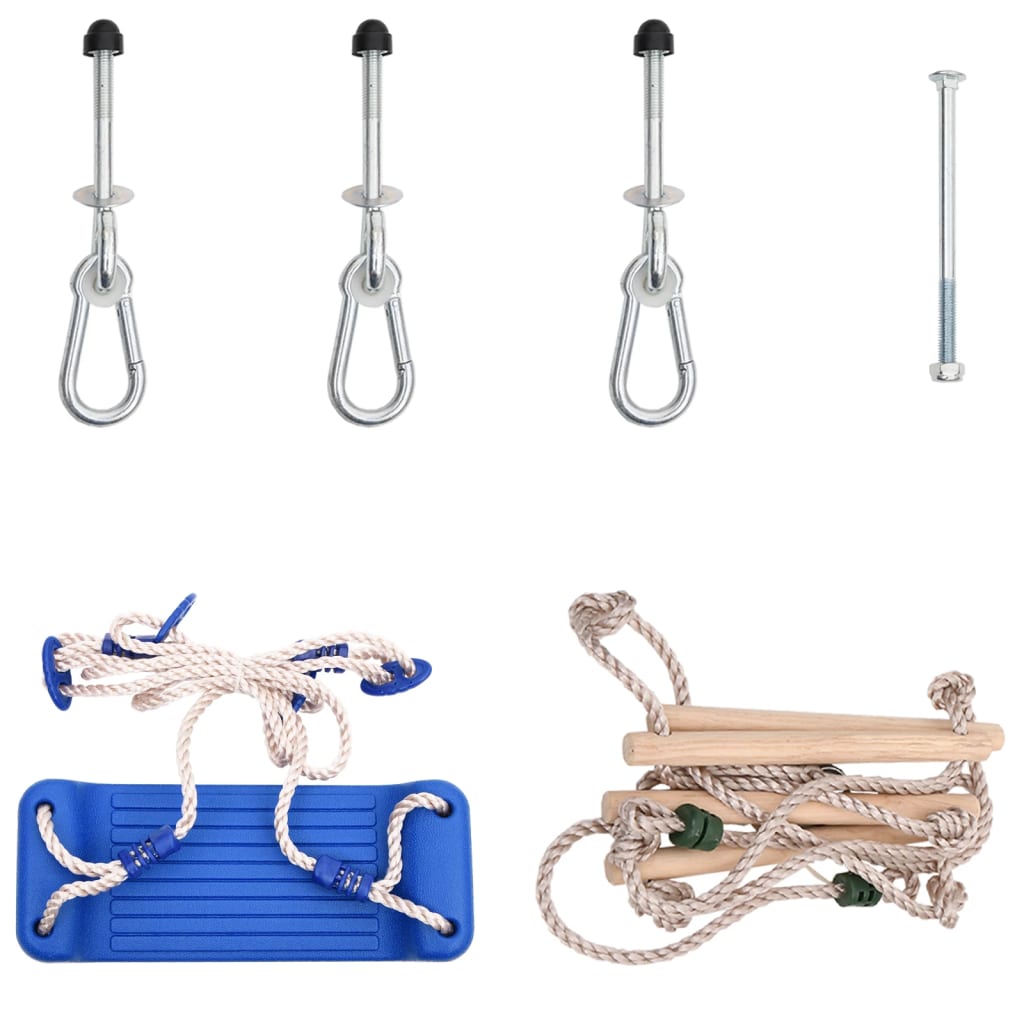 Seggiolino Altalena Con Scala Corda E Pietre Arrampicata Blu pe - Image 4