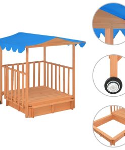 Casetta Dei Giochi Con Sabbiera In Legno Di Abete Blu Uv50