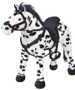 Cavallo In Peluche In Piedi Nero E Bianco Xxl