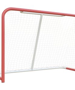 Porta Hockey Rete Rossa Bianca 153x60x118cm Acciaio Poliestere