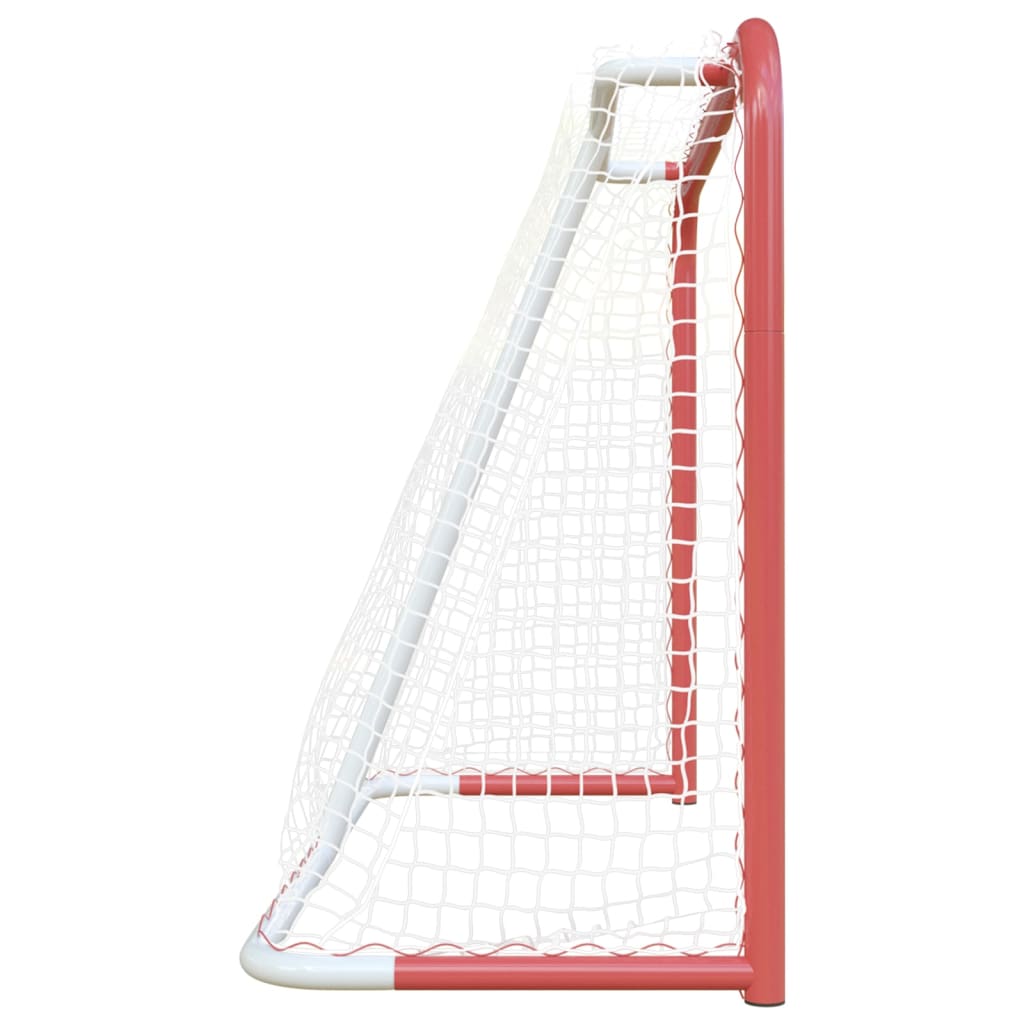 Porta Hockey Rete Rossa Bianca 153x60x118cm Acciaio Poliestere - Image 5