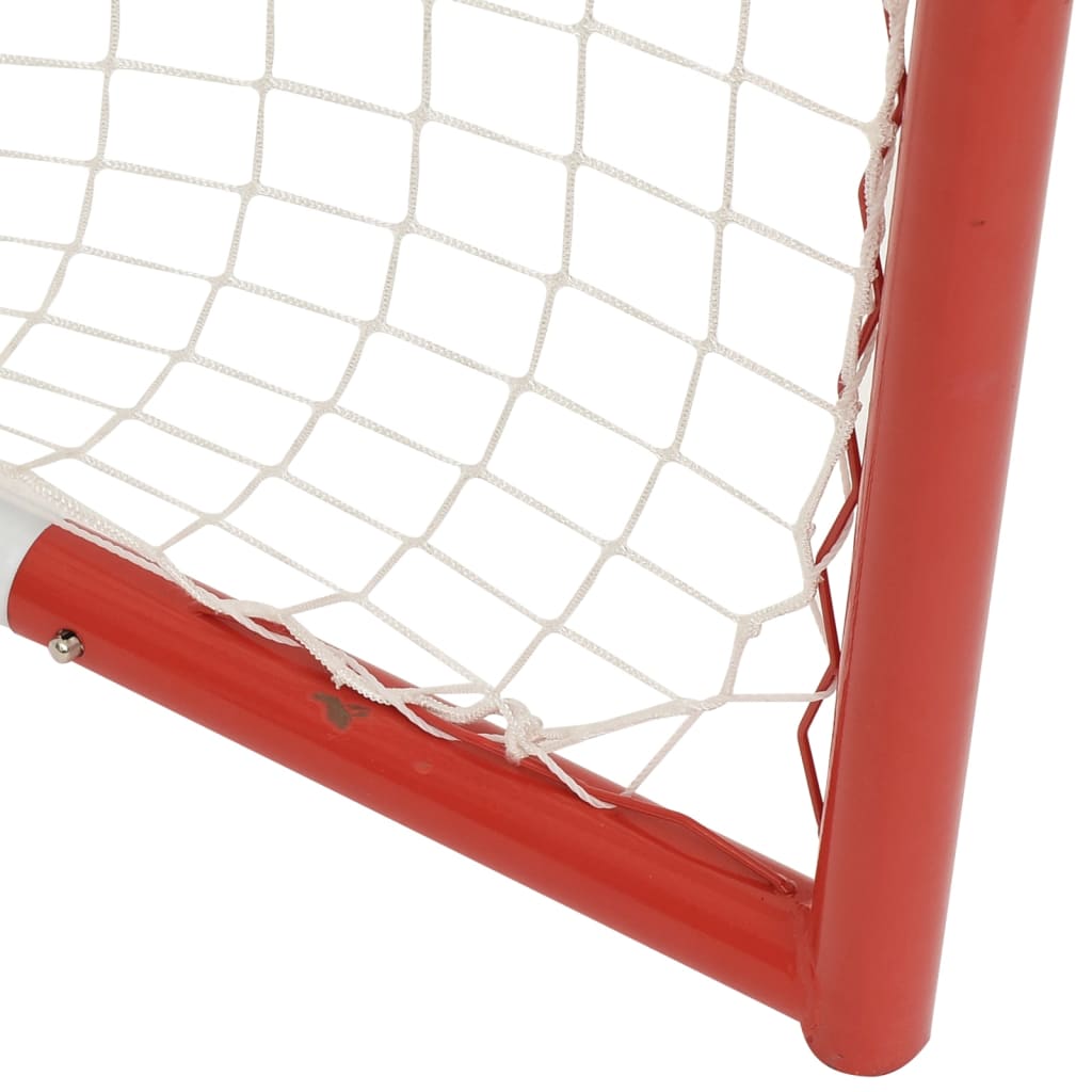 Porta Hockey Rete Rossa Bianca 153x60x118cm Acciaio Poliestere - Image 4