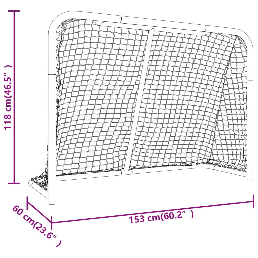 Porta Hockey Rete Rossa Bianca 153x60x118cm Acciaio Poliestere - Image 3