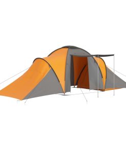 Tenda Da Campeggio 6 Persone In Tessuto Grigio E Arancione