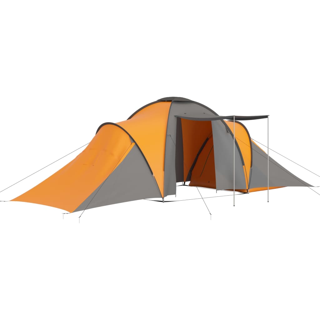 Tenda Da Campeggio 6 Persone In Tessuto Grigio E Arancione