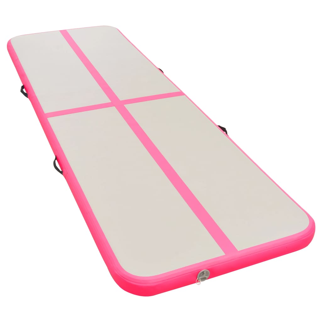 Tappetino Ginnastica Gonfiabile Con Pompa 400x100x10cm Pvc Rosa - Image 5