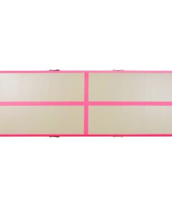Tappetino Ginnastica Gonfiabile Con Pompa 400x100x10cm Pvc Rosa