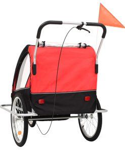 Rimorchio Per Bici E Passeggino 2 In 1 Nero E Rosso