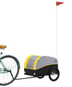 Rimorchio Da Bici Nero E Giallo 30 Kg In Ferro