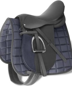 Set Sella Equitazione 16" In Pelle Naturale Nera 14 Cm 5-IN-1