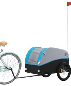 Rimorchio Da Bici Nero E Blu 45 Kg In Ferro