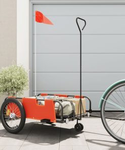 Rimorchio Da Bici Arancione E Nero In Tessuto Oxford E Ferro
