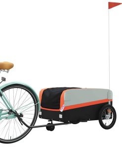 Rimorchio Da Bici Nero E Arancione 45 Kg In Ferro