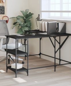 Scrivania Nera 139x139x75 Cm In Legno Multistrato