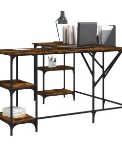 Scrivania Rovere Fumo 139x139x75 Cm In Legno Multistrato