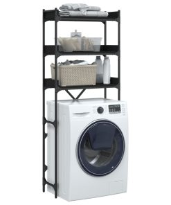 Scaffale Per Lavatrice Nero 67x25x163 Cm In Legno Multistrato