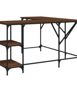 Scrivania Rovere Marrone 139x139x75 Cm In Legno Multistrato