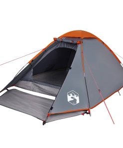 Tenda Da Campeggio A Cupola 4 Persone Grigio E Arancione