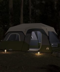 Tenda Famiglia Con Led 9 Persone Verde Chiaro Rilascio Rapido