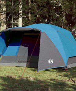 Tenda Da Campeggio Con Portico Per 4 Persone Blu Impermeabile