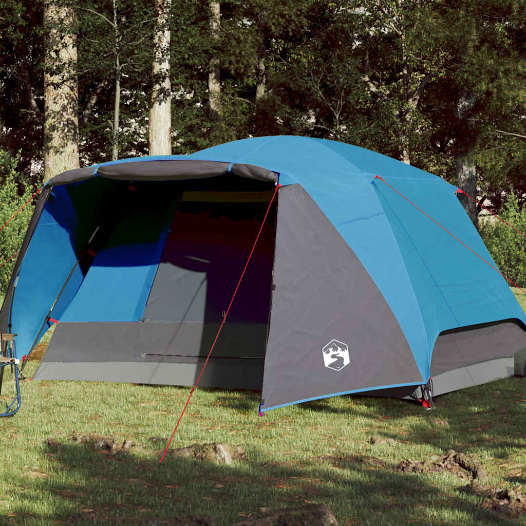 Tenda Da Campeggio Con Portico Per 4 Persone Blu Impermeabile