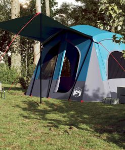 Tenda Da Campeggio A Cabina Per 5 Persone Blu Impermeabile