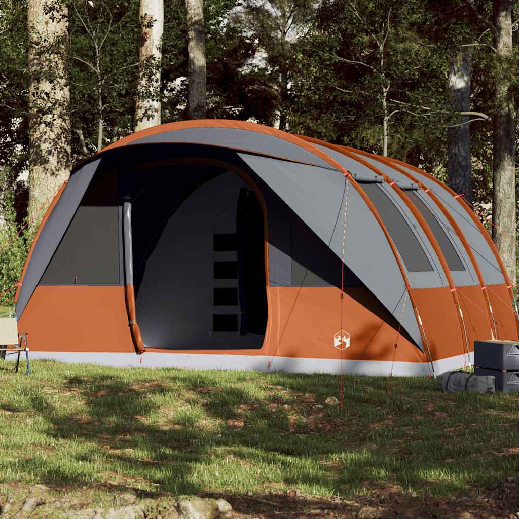 Tenda Familiare A Tunnel 7persone Grigia Arancione Impermeabile