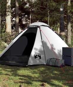Tenda Campeggio A Cupola 4 Persone Bianca Tessuto Impermeabile