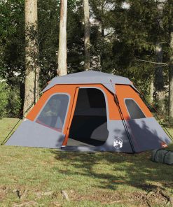 Tenda Campeggio 6 Persone Grigio E Arancione Impermeabile