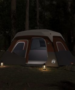 Tenda Famiglia Led 6 Persone Grigio/arancione Rilascio Rapido