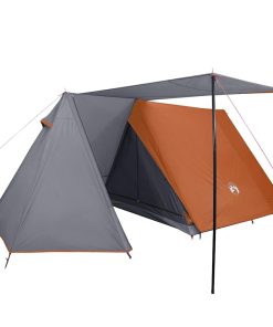 Tenda Da Campeggio 3 Persone Grigio E Arancione Impermeabile