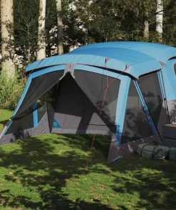 Tenda Da Campeggio Con Portico Per 4 Persone Blu Impermeabile